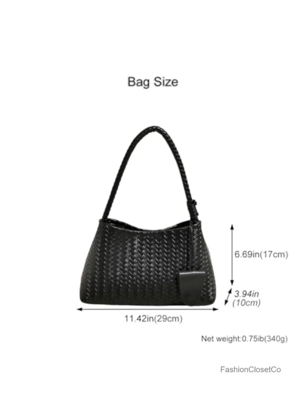 Faux Leather Woven Hobo Bag Slouchy Shoulder Tote Purse